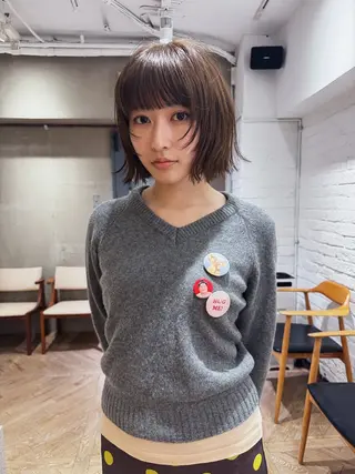 ミディアム カラー 縮毛矯正特化型美容師 名古屋LORENハダのヘアスタイル