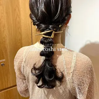 セミロング ヘアアレンジ mai 🎀 /  暖色カラー♡のヘアスタイル