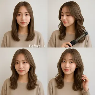 セミロング 🤎韓国ヘア ベージュ まゆか🤎のヘアスタイル