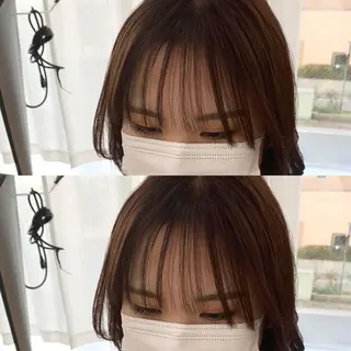 ミディアム カラー パーマ ヘアアレンジ メンズ キッズ ネイル マツエク・マツパ レイヤーカット／ 巻ける縮毛矯正のヘアスタイル