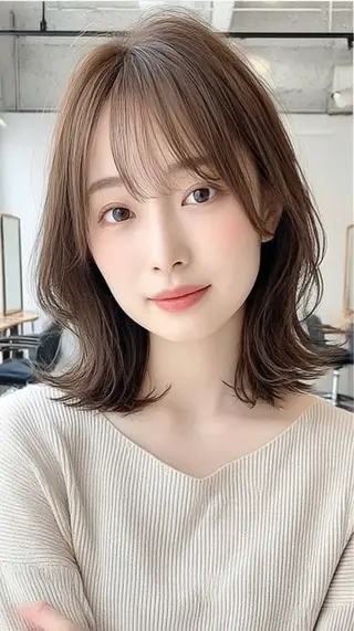 ミディアム カラー 🍒モテ暖色カラー × うる艶✧ ゆなのヘアスタイル