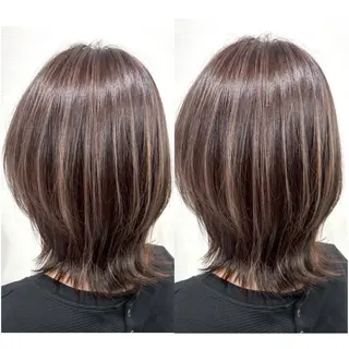 ミディアム カラー 切っぱなし💇‍♀️ イヤリング🎨龍之介のヘアスタイル
