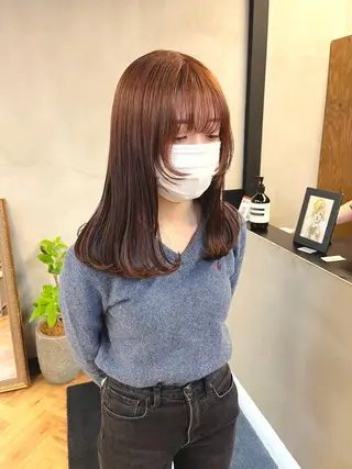 ミディアム カラー ena/ブリーチなし 透明感・レイヤー🎀のヘアスタイル