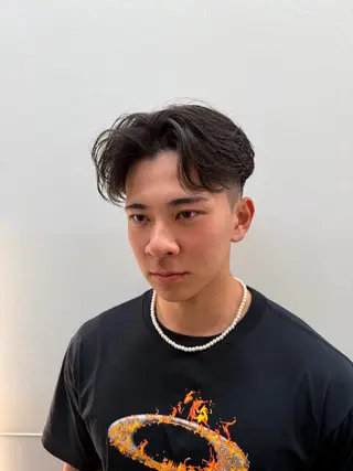 ミディアム パーマ メンズ 💈ニュアンスパーマ センターパート💈のヘアスタイル