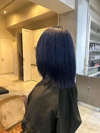 ミディアム カラー 髪質改善×ハイトーン レイヤー天神美容室のヘアスタイル