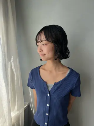 ミディアム カラー パーマ akane/オリーブ /ボブパーマのヘアスタイル