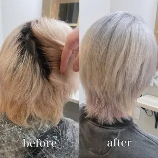 ミディアム カラー メンズ ☁️ケアブリーチ￤ ウルフ￤Shioriのヘアスタイル