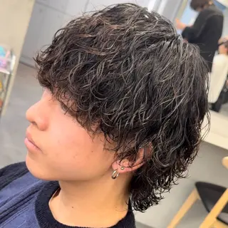 ミディアム パーマ ヘアアレンジ メンズ fifth 石川 凪のヘアスタイル