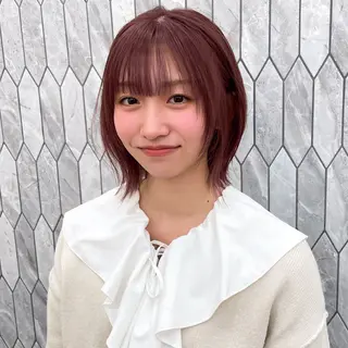 ショート カラー 縮毛矯正/ストンボブ Wカラー💎ヒデジのヘアスタイル