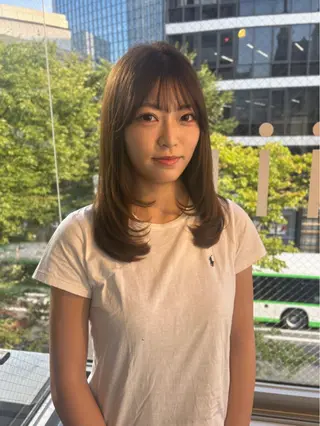 ミディアム カラー ヘアアレンジ 【韓国ヘア/透明感 カラー】makotoのヘアスタイル