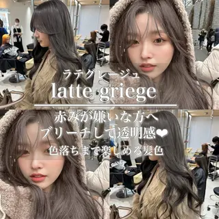 ロング カラー ヘアアレンジ ベージュグレージュ 💕しゅーじ💕のヘアスタイル