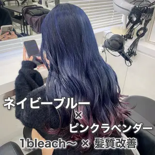 ロング カラー ラベンダー💜 グレージュ🩶のヘアスタイル