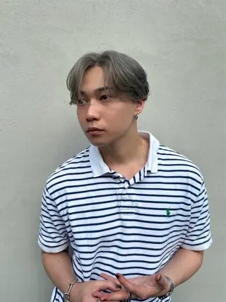 ミディアム メンズ 💈ニュアンスパーマ センターパート💈のヘアスタイル