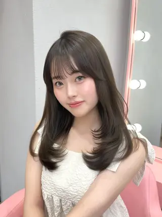 セミロング カラー 渋谷/韓国ヘア/ 顔まわり♡Ayakaのヘアスタイル