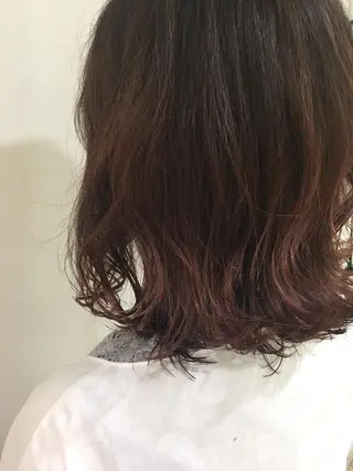 ミディアム カラー パーマ きむえり/髪質改善 /うねり広がり改善のヘアスタイル