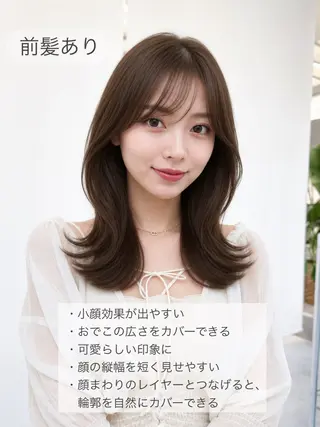 セミロング 顔周り/くびれヘア 韓国ヘア💕風間るなのヘアスタイル