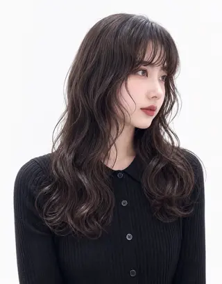 セミロング ツヤ感カラー/韓国 カットkanna🖤のヘアスタイル