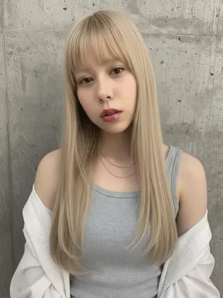 ロング カラー 🉐渋谷・ブリーチ ⭐️縮毛モデル🉐のヘアスタイル