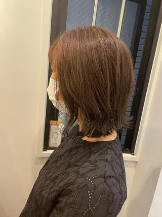 ミディアム カラー やまさきえりこ ニュアンスパーマのヘアスタイル