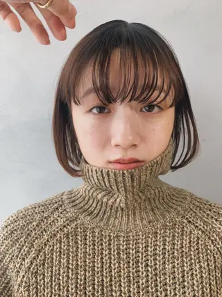 ミディアム カラー パーマ ボブパーマコテ巻き風 パーマNo1深江秀平のヘアスタイル