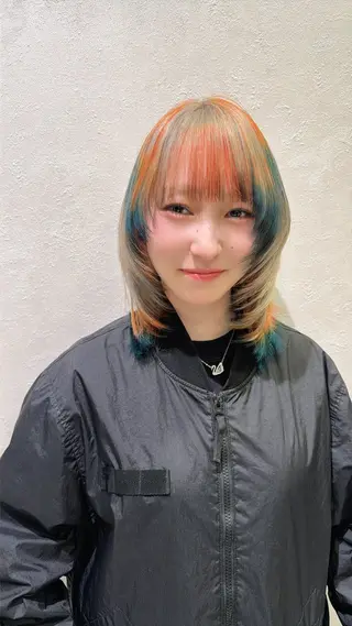 ミディアム ムトウセイマ/ 縮毛矯正/ブリーチのヘアスタイル