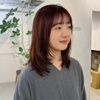 セミロング 新宿/顔周りカット +レイヤー=しずく♩のヘアスタイル