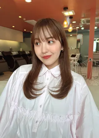 セミロング カラー 韓国ヘア 🎀華澄のヘアスタイル