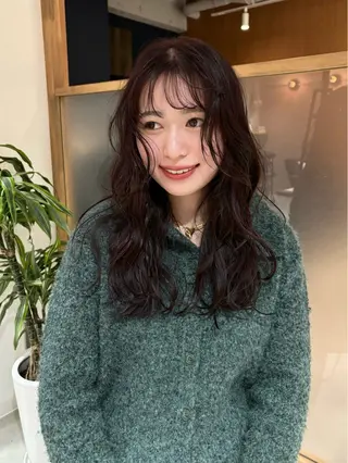 ロング カラー パーマ mei|顔まわり ×透明感カラーのヘアスタイル