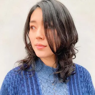 ミディアム パーマ 中川 竜誠のヘアスタイル