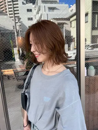 ミディアム カラー 🌟小顔カット🌟 レイヤーカットボブのヘアスタイル