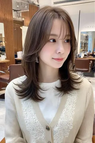 セミロング カラー 韓国×艶ハイトーンが かわいい✨️リオ🍒のヘアスタイル