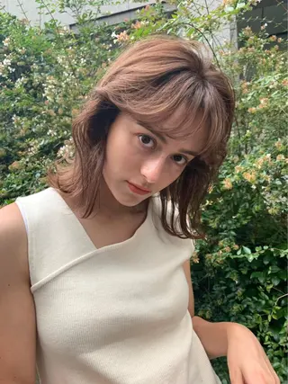 ミディアム カラー パーマ ヘアアレンジ akari ♡のヘアスタイル
