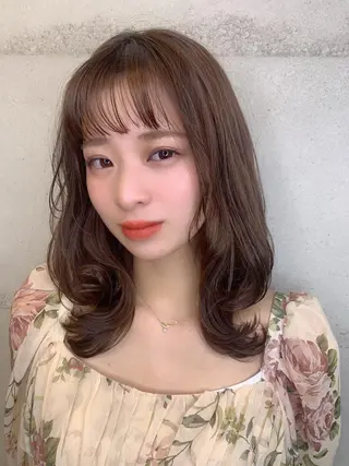 ミディアム カラー 透明感カラー✂︎ /縮毛矯正/YUKAのヘアスタイル