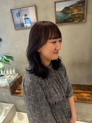 セミロング 新宿/顔周りカット +レイヤー＝しずく♩のヘアスタイル