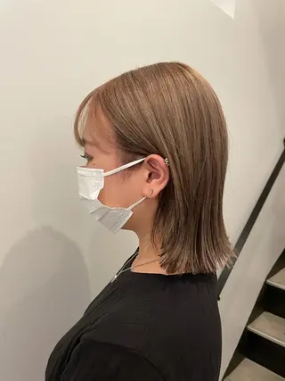 ミディアム カラー やまさきえりこ ニュアンスパーマのヘアスタイル