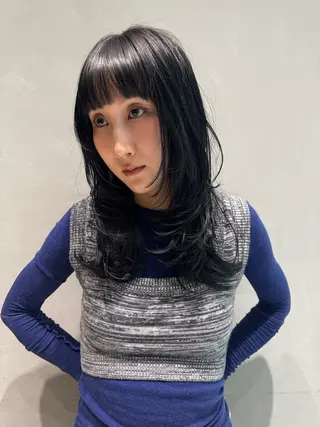 セミロング カラー 似合わせパーマ デジタルパーマのヘアスタイル