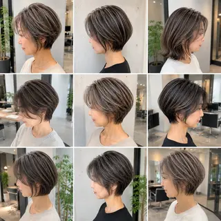 ショート カラー 白髪ぼかしのプロ ✨たいきのヘアスタイル