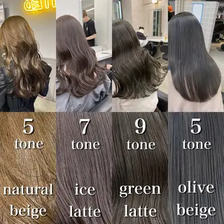 セミロング カラー ブリーチ縮毛矯正加藤 赤み無し透明感ヘアのヘアスタイル