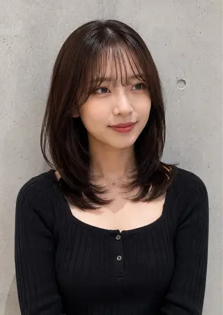 ミディアム カラー パーマ 透明感カラー レイヤー/コウスケのヘアスタイル
