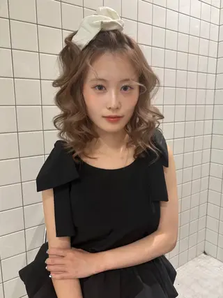 ミディアム カラー ヘアアレンジ kanami/ 中崎町美容室のヘアスタイル