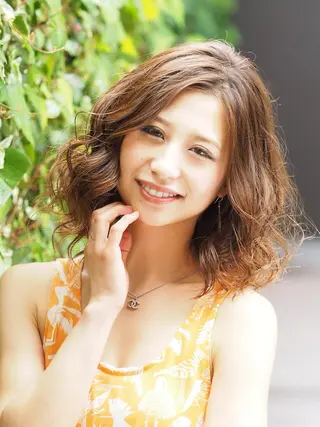ミディアム パーマ ヘアアレンジ 久次米智人/艶/美髪 /透明感カラーのヘアスタイル