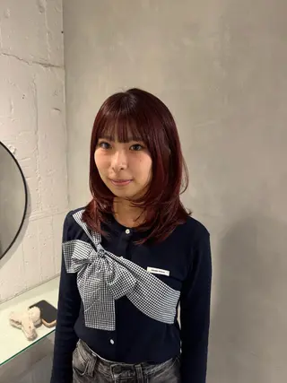 セミロング 新宿/顔周りカット +レイヤー=しずく♩のヘアスタイル