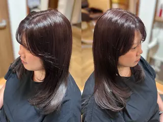 ミディアム カラー 岡田 杏奈のヘアスタイル