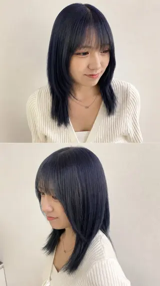セミロング カラー ダブルカラー/ 縮毛矯正🌼畔上のヘアスタイル
