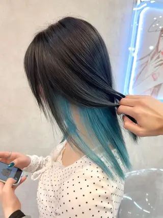 セミロング カラー ヘアアレンジ 天神/ブリーチ/ ブリーチなしカラーのヘアスタイル