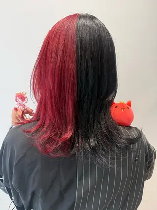 ミディアム カラー インナーカラー 推し ブリーチ 髪質改善のヘアスタイル