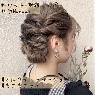 セミロング カラー パーマ ヘアアレンジ ネイル マツエク・マツパ 新宿駅近♡友達とOK 🦋W -ワット -のヘアスタイル