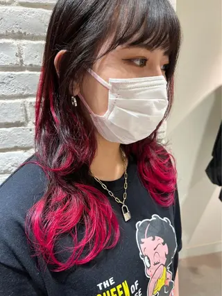 ロング カラー 曲がる縮毛矯正 LIBER 岩名のヘアスタイル