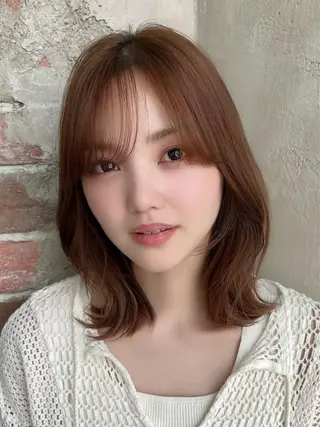 ミディアム カラー 🧡くびれヘア/前髪 顔周り🧡久原結衣のヘアスタイル
