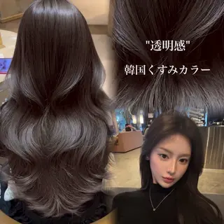 ロング カラー ケルビン/レイヤー/ 垢抜け韓国ヘアのヘアスタイル